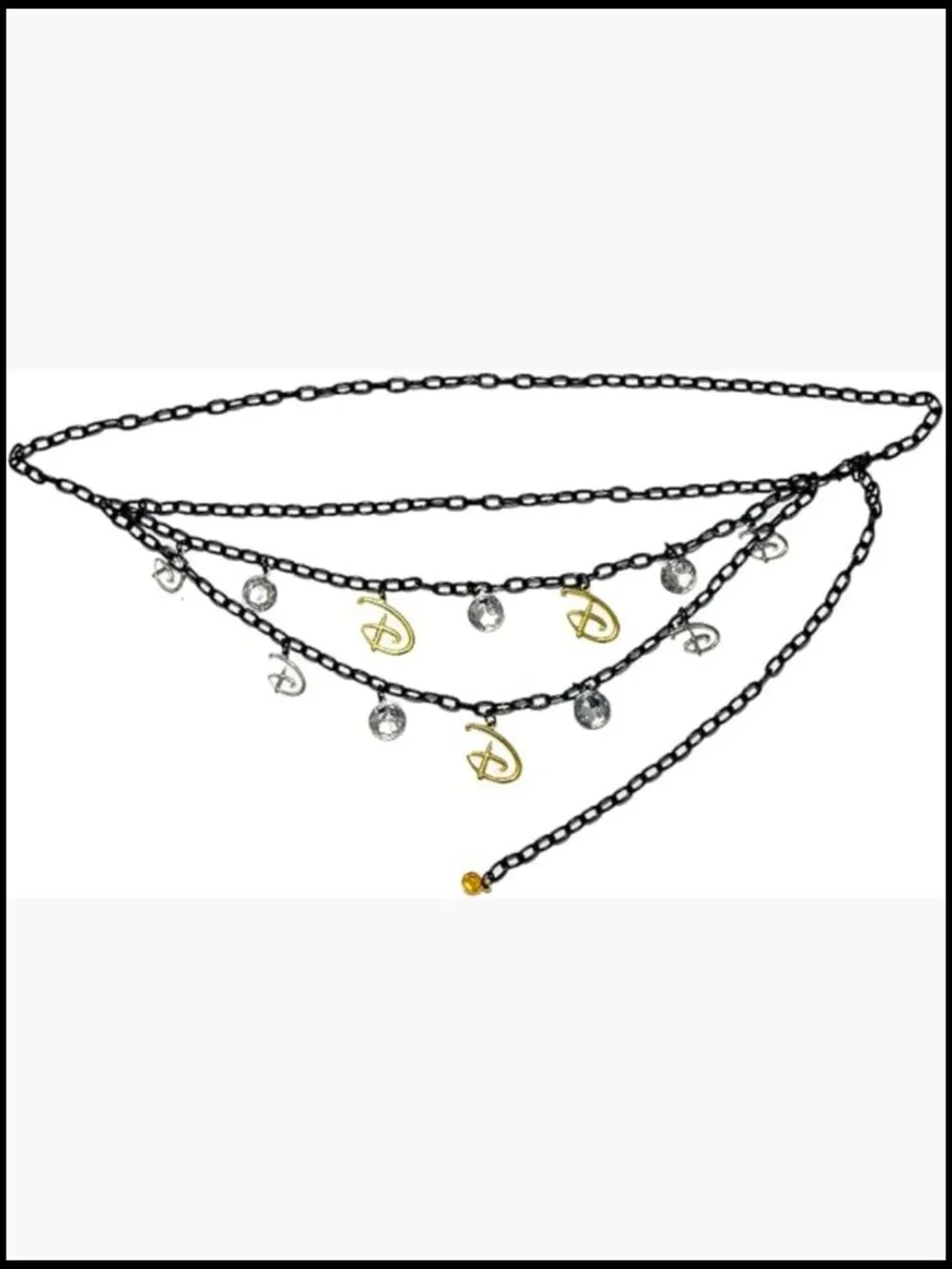 Chain Belt with Enamel Charms and Rhinestones Adjustable Up to 44.5 Inches